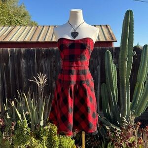 00s American Eagle Outfitters plaid drop waist dress